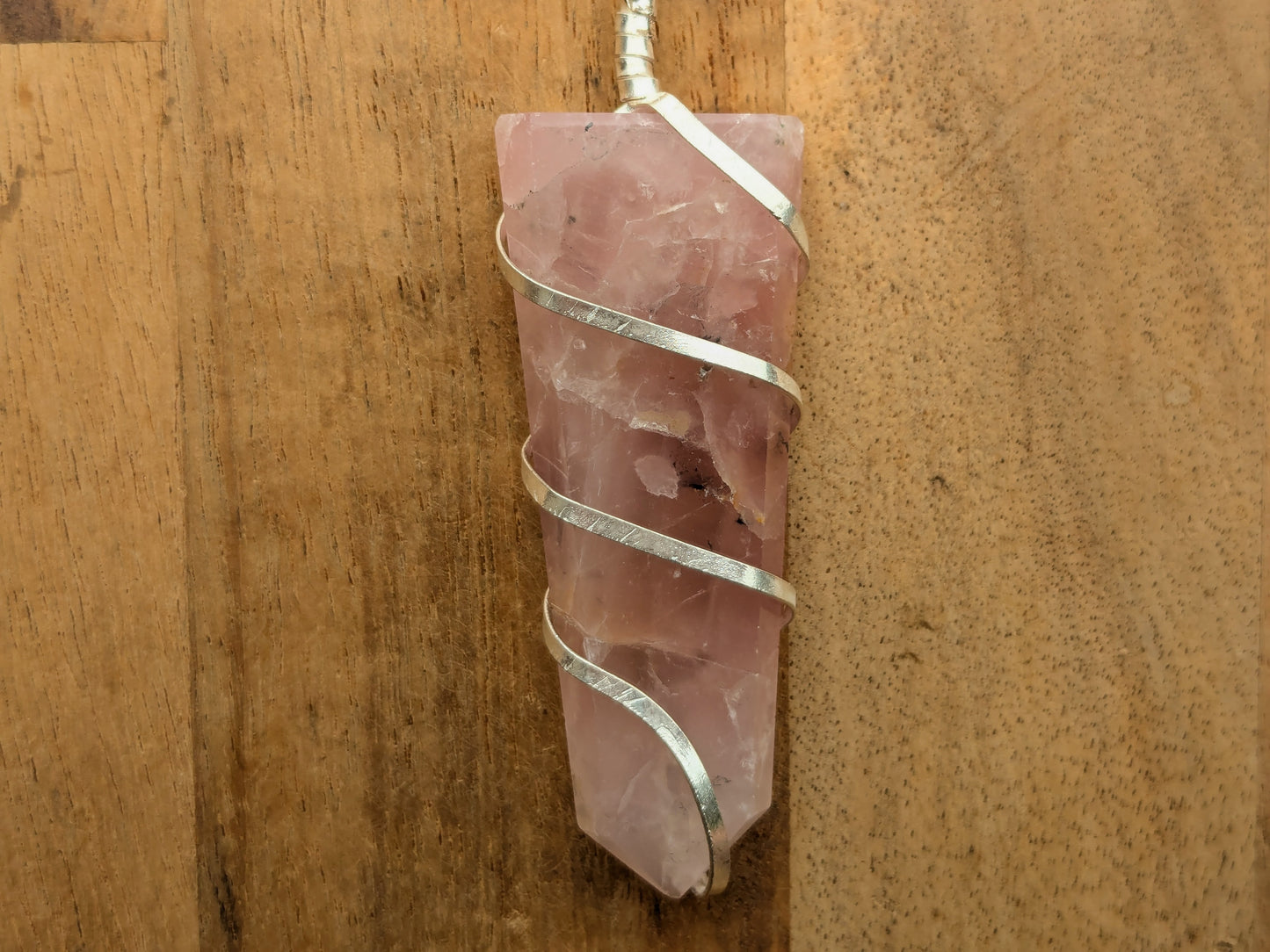 Rose Quartz Spiral Wrap Necklace