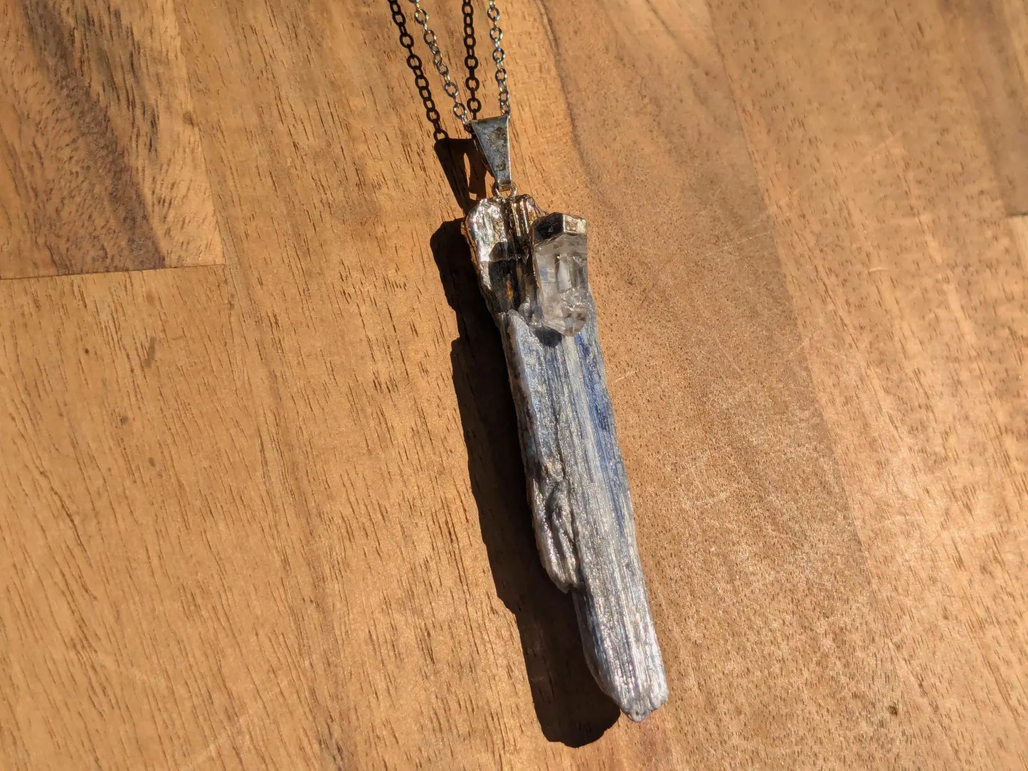 Blue Kyanite + Clear Quartz Necklace