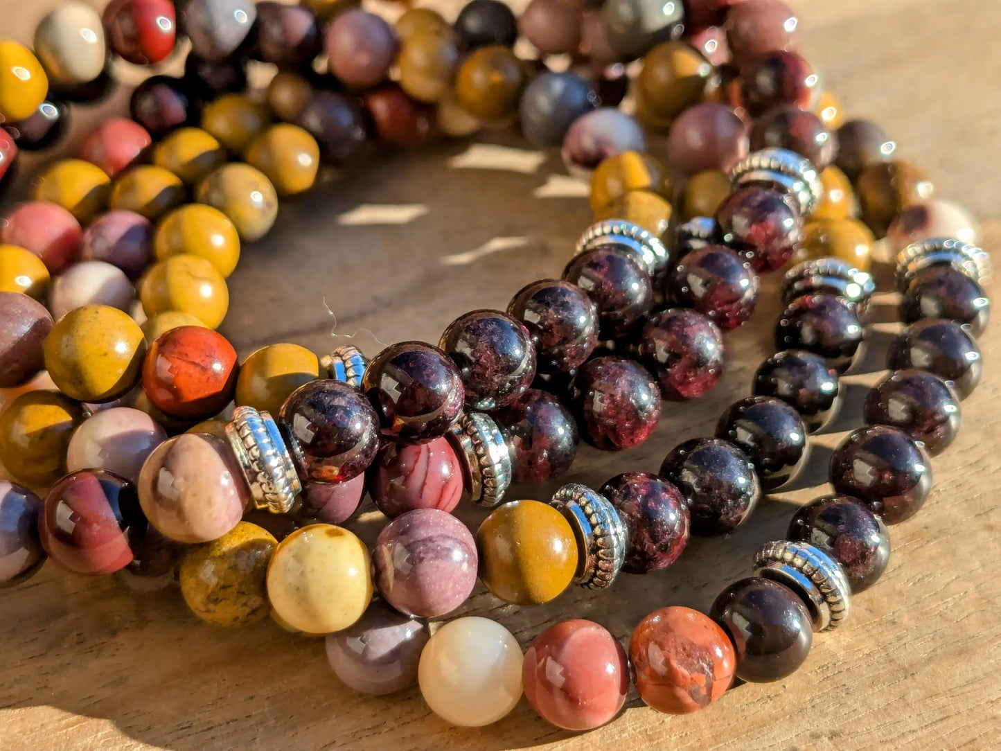 Garnet & Mookaite Jasper Stretch Bracelets