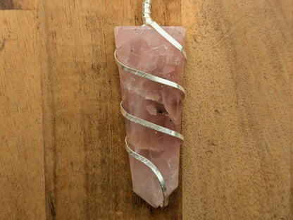 Rose Quartz Spiral Wrap Necklace