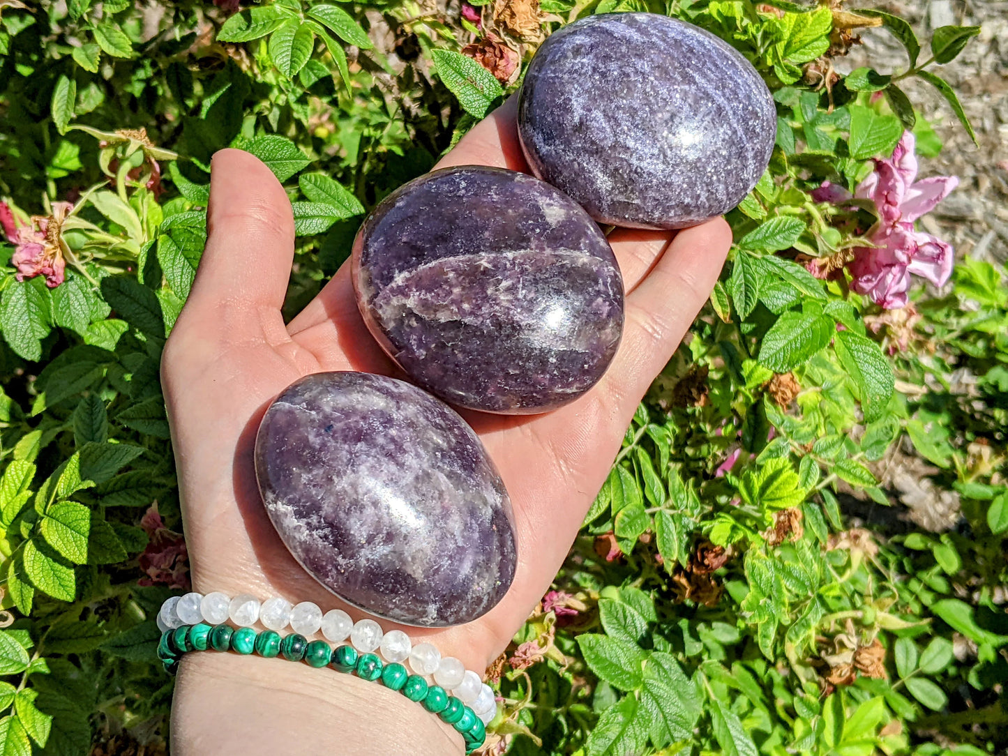 High Grade Lepidolite Palm Stones