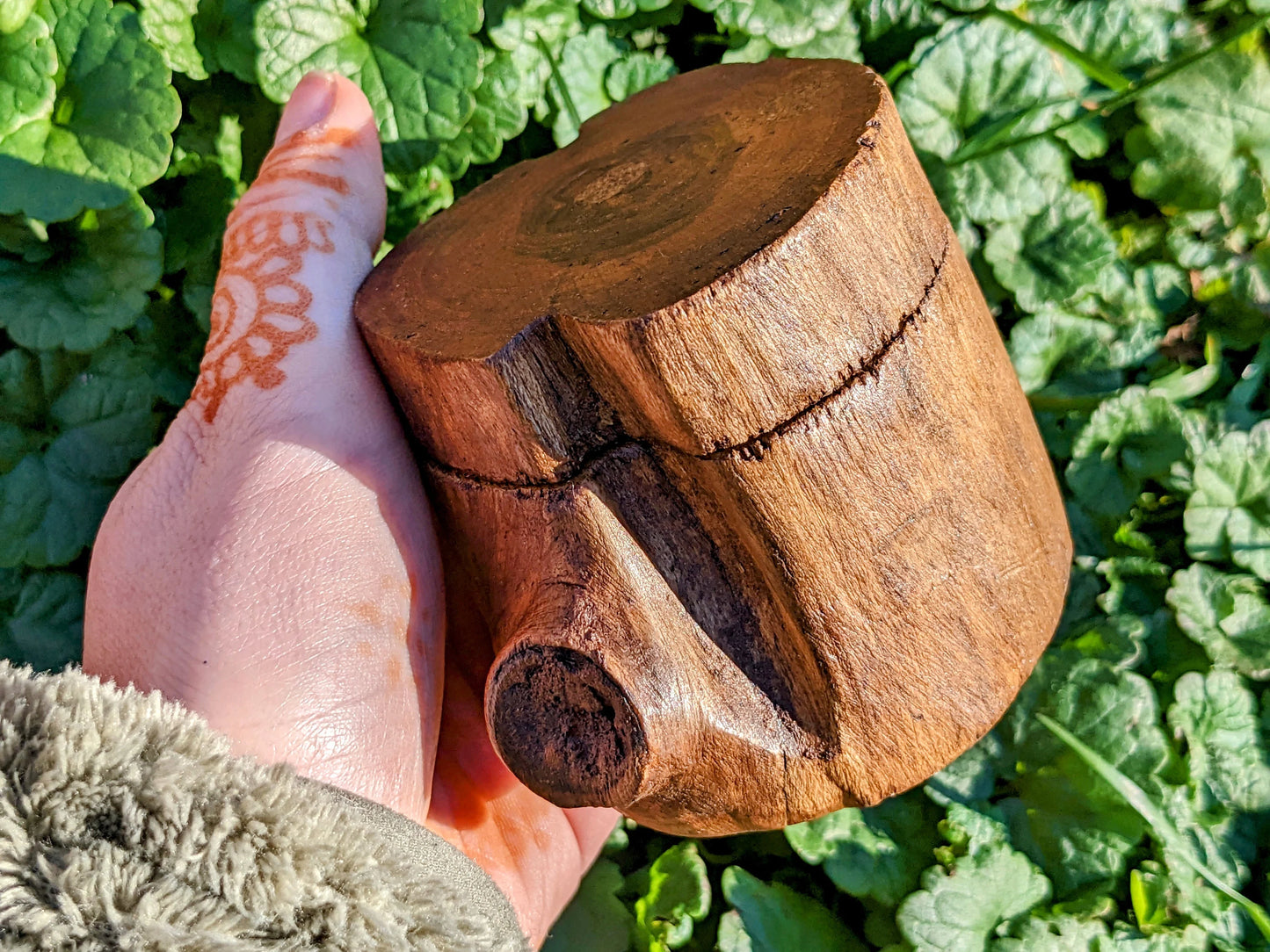 Teak Wood Tree Trunk Box