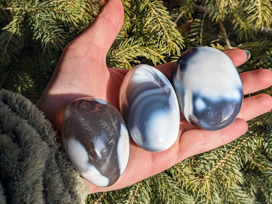 Orca Agate Palm Stones