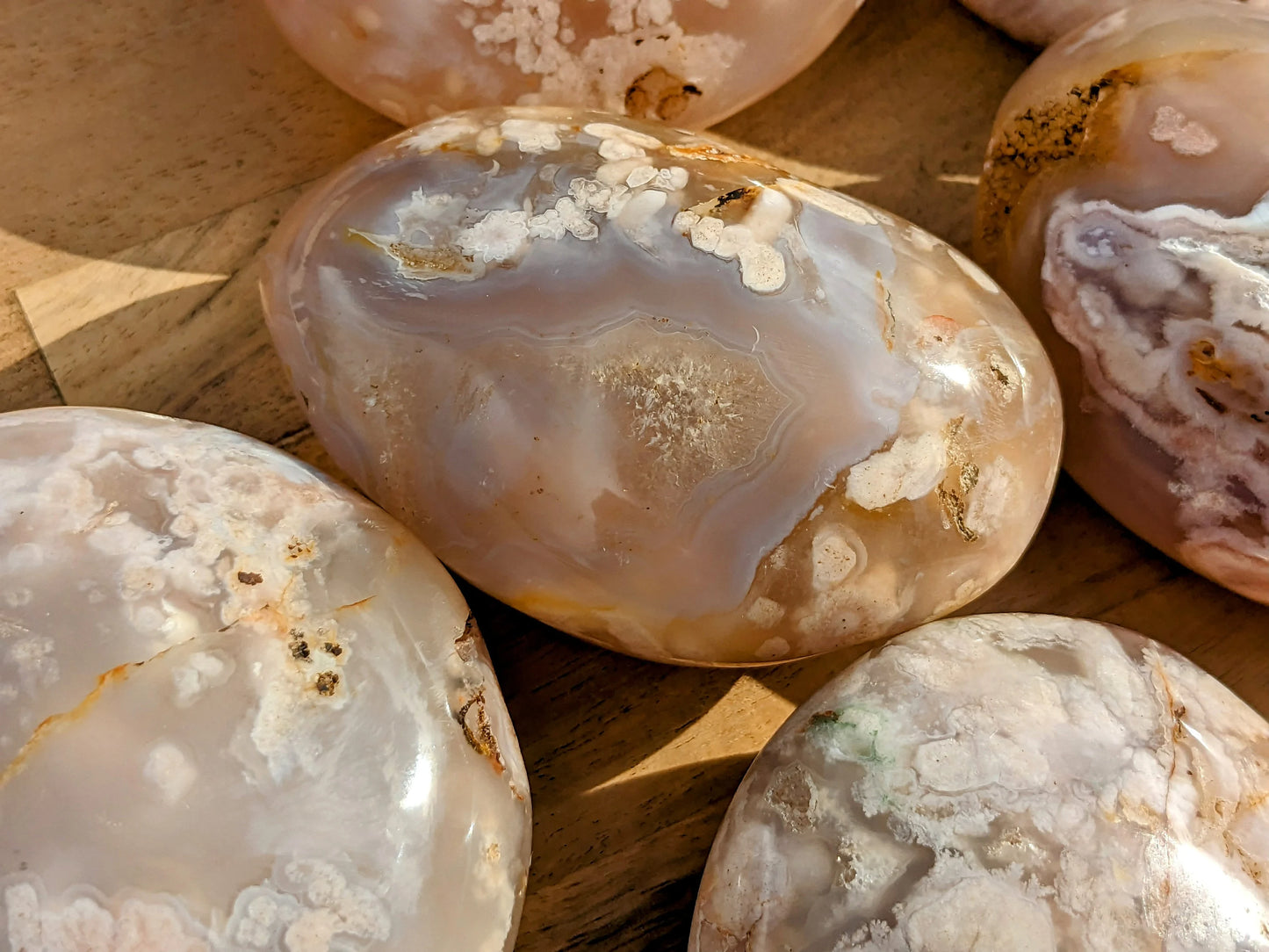 XL Flower Agate Palm Stones