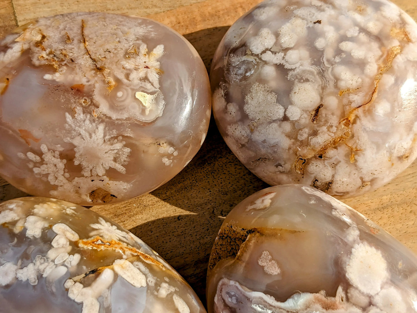 XL Flower Agate Palm Stones