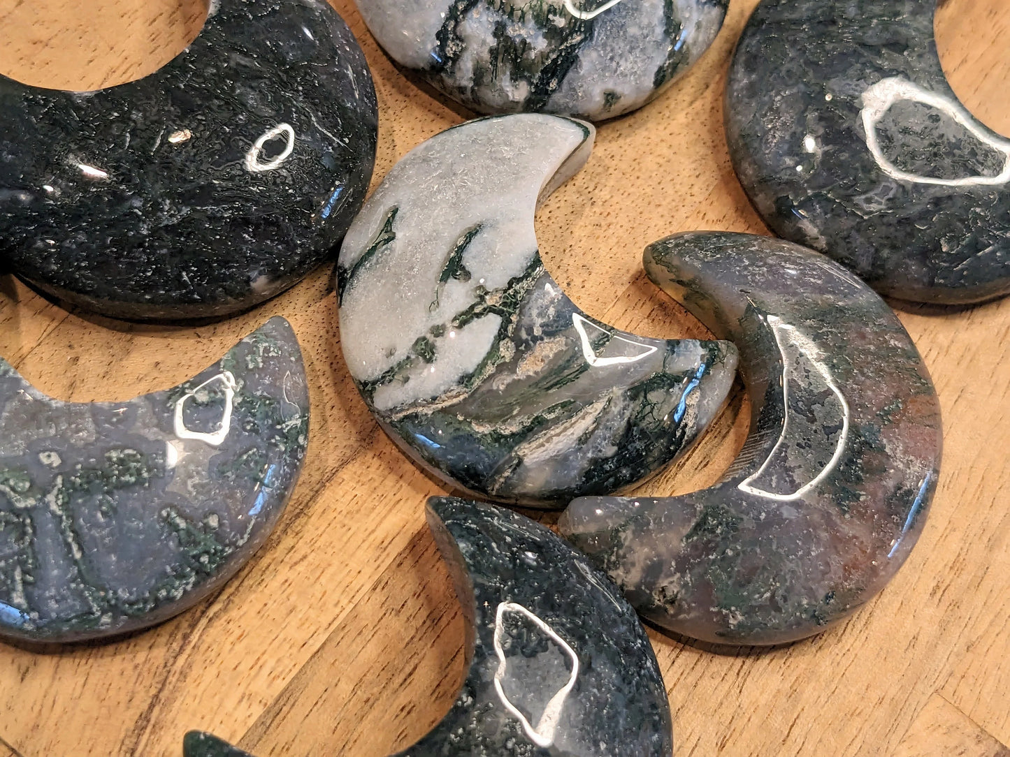 Moss Agate Mini Moons