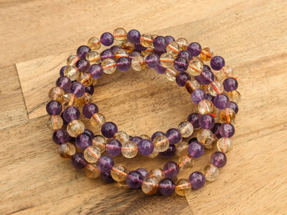 High Grade Ametrine Stretch Bracelets - Citrine and Amethyst Beaded Bracelets