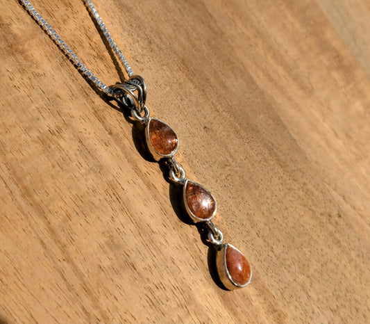 Triple Sunstone Pendant