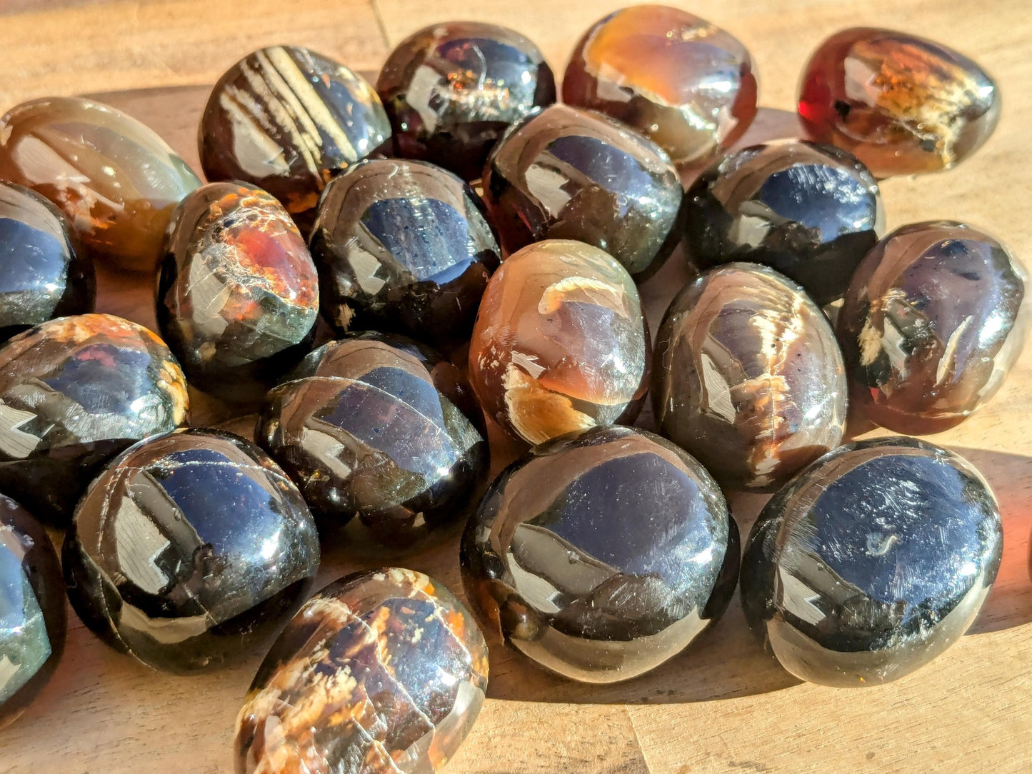 High Grade Blue Amber Tumbled Stones