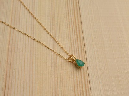 14k Gold Filled Genuine Emerald Necklace