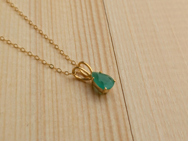 14k Gold Filled Genuine Emerald Necklace