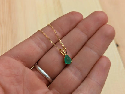 14k Gold Filled Genuine Emerald Necklace