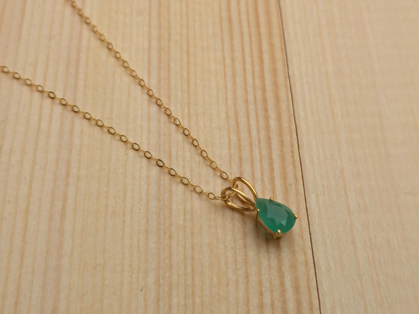 14k Gold Filled Genuine Emerald Necklace