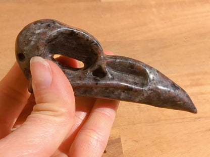 Yooperlite Raven Skull Carving - OOAK