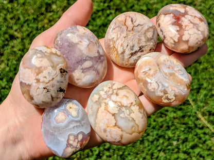 Flower Agate Palm Stones