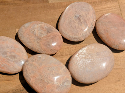 Flashy Peach Moonstone Palm Stones