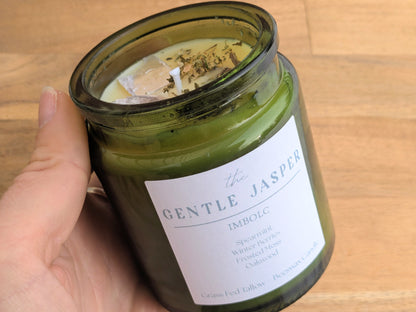 IMBOLC Herb + Crystal Dressed Candle