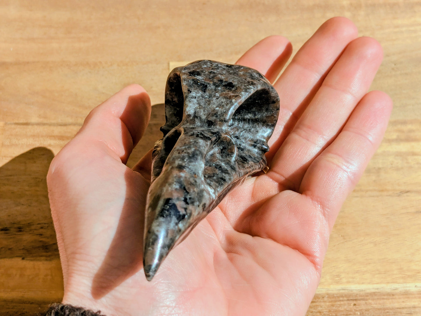 Yooperlite Raven Skull Carving - OOAK