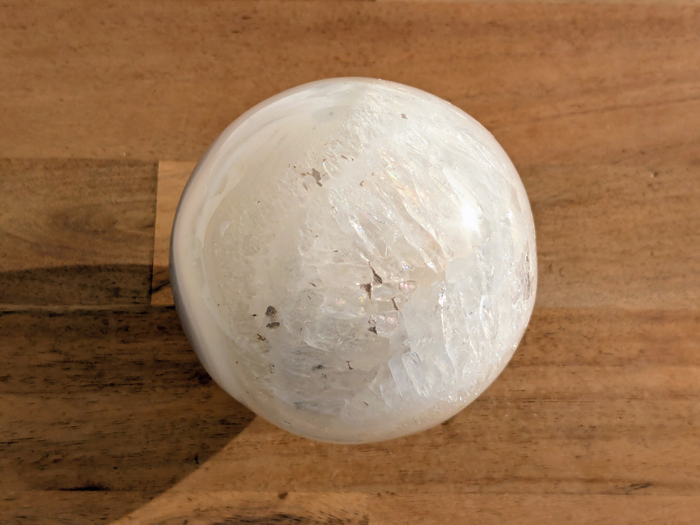 Banded Agate + Clear Quartz Sphere - OOAK