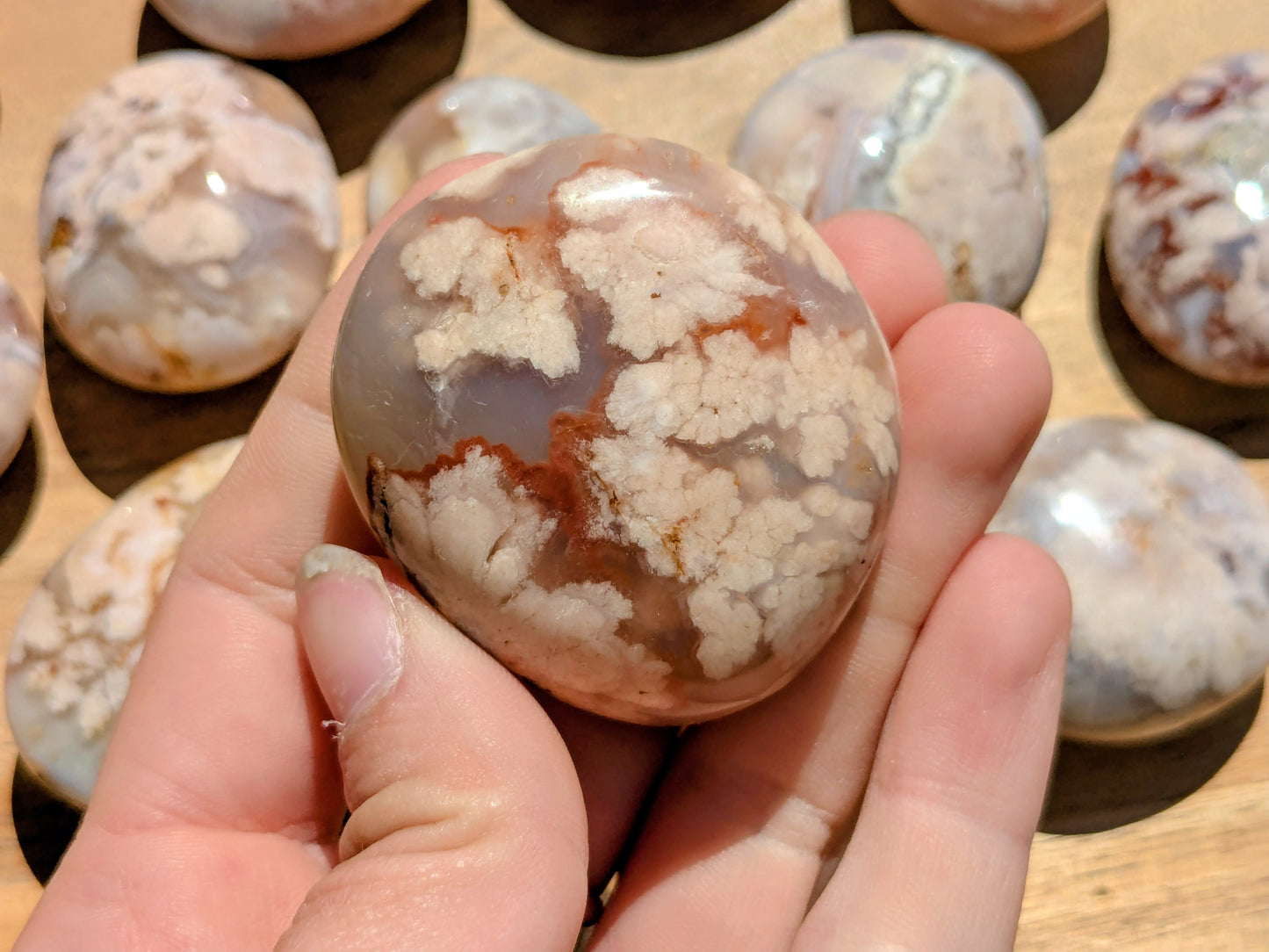 Flower Agate Palm Stones