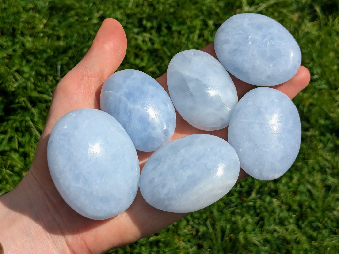 Blue Calcite Palm Stones