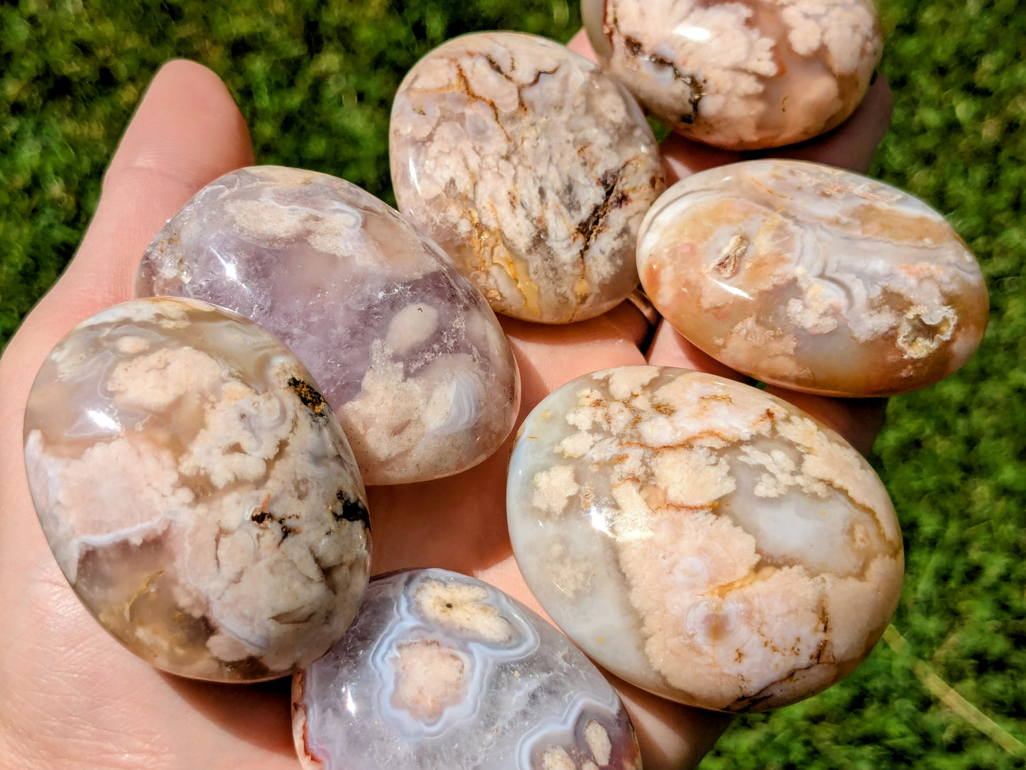 Flower Agate Palm Stones